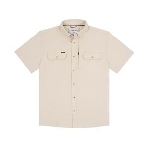 PONCHO The Brown Bear Short Sleeve, Regular -Button-Down Shirt - Tan, NWT, SZ XL